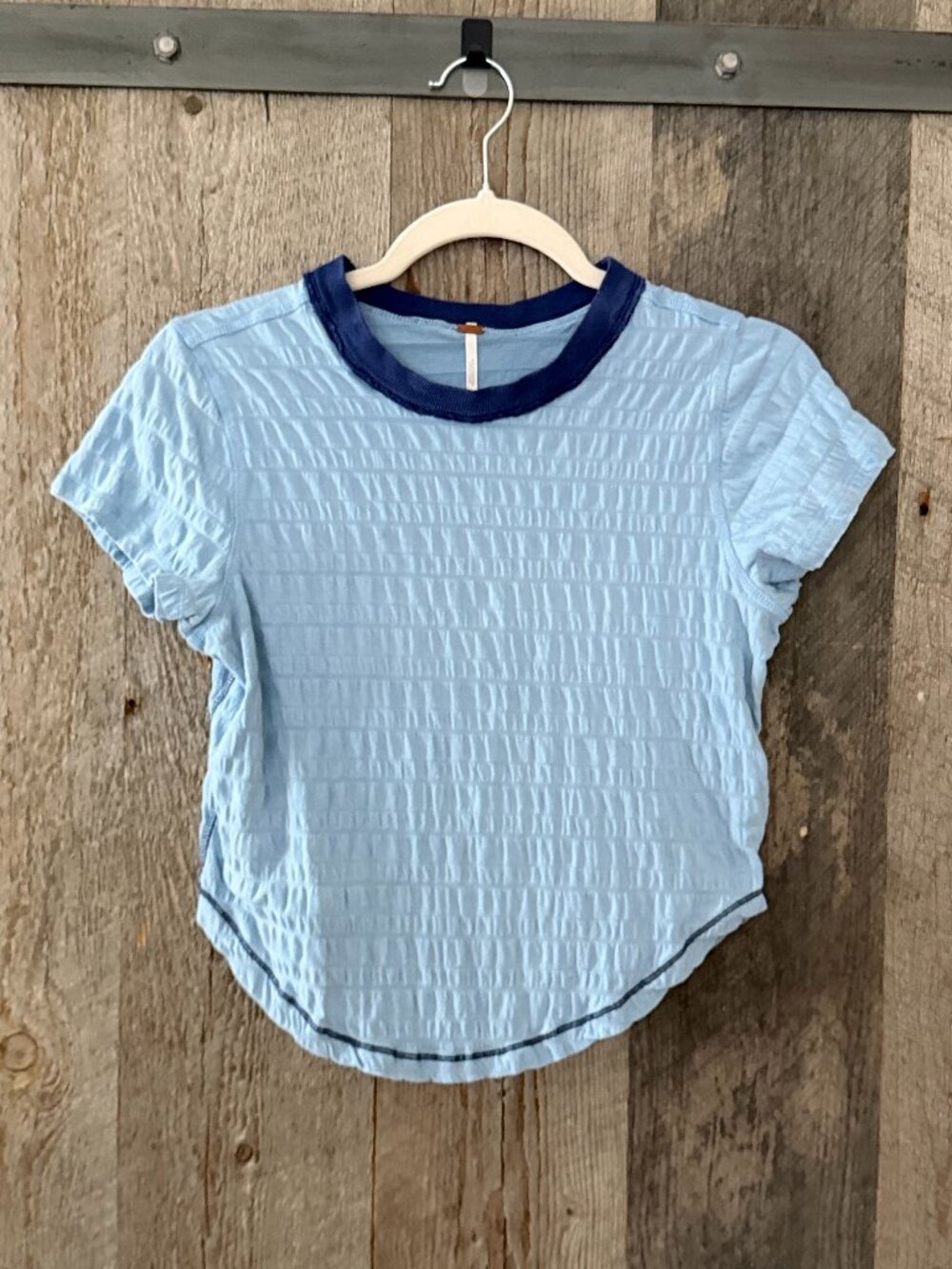 Free People Baby Blue Crop T-shirt Small